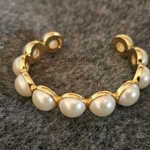 J Crew Pearl and Gold Bangle Bracelet New!